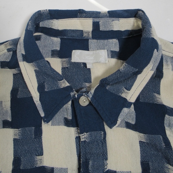 Kith Men's Jumbo Houndstooth Overshirt Cyanotype KHM032076 Size XXL - Picture 12 of 12